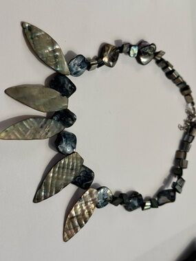 Iridescent Gray and Black Mother-of-Pearl Necklace